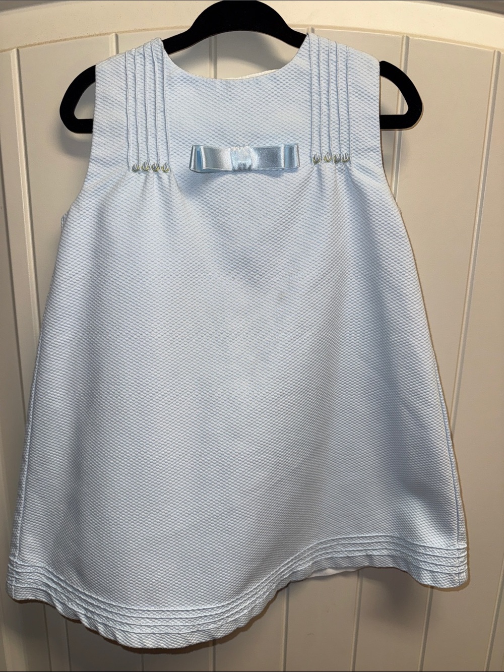 Luli & Me Classic Baby Blue Sleeveless Dress with Bow